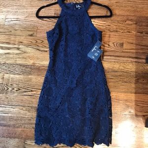 Lulus “Love Poem” Navy Blue Lace Dress